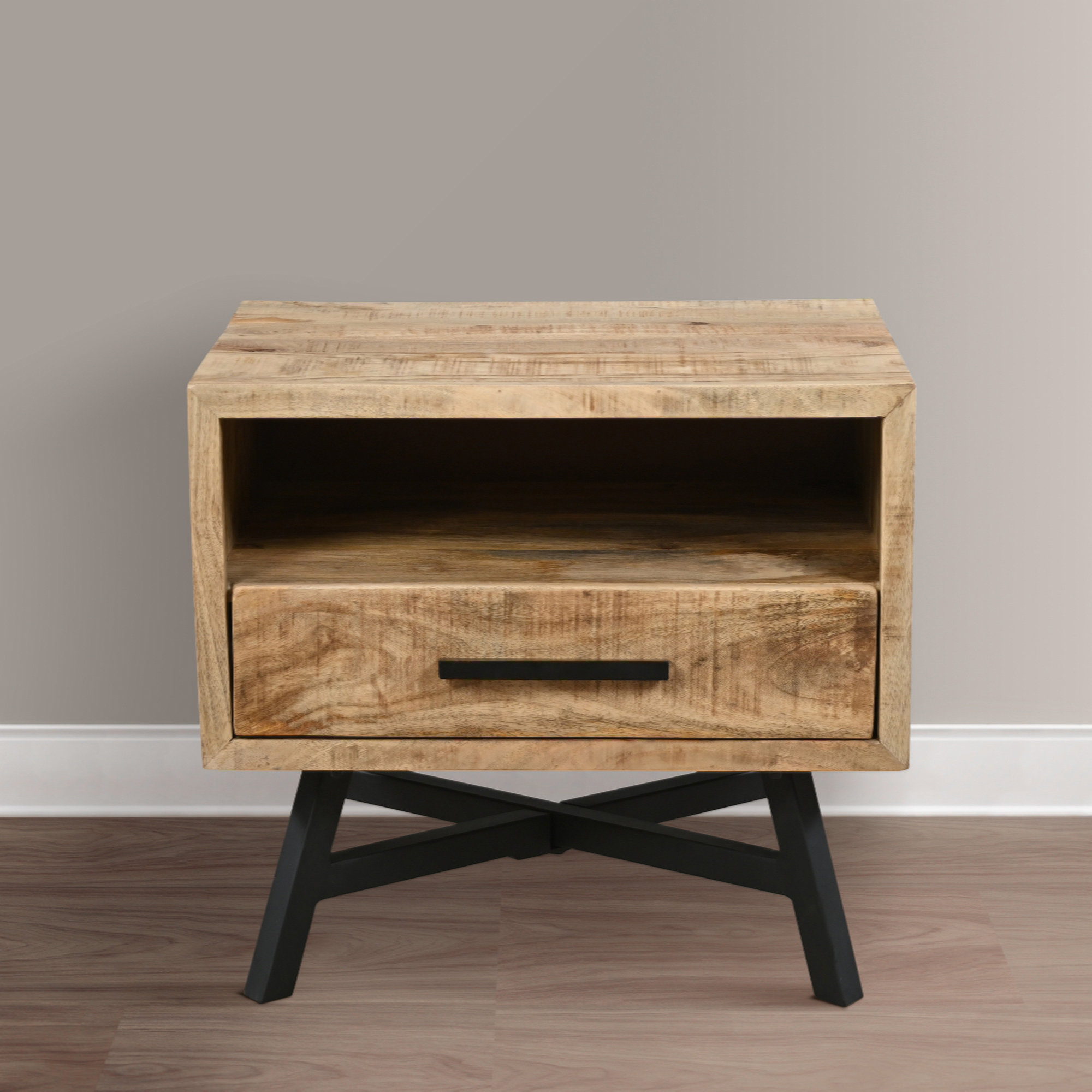 Loon Peak® Jetnor Metal & Wood Nightstand | Wayfair