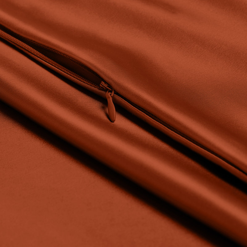 100% Mulberry Silk Pillowcase Zipper Closure, 1 Standard (Zipper Closure) Pillowcase, Terracotta