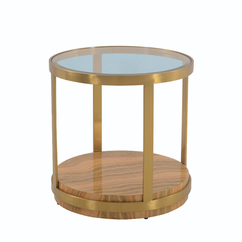 Gelston Glass Top End Table, Gold