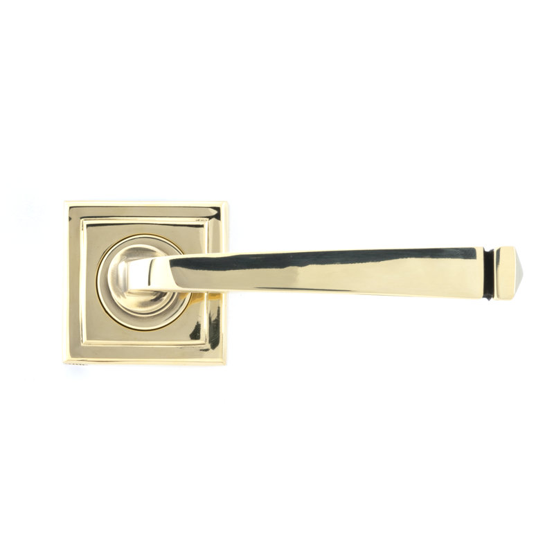 Avon Round Lever on Rose Set (Square) - Unsprung, Aged Brass