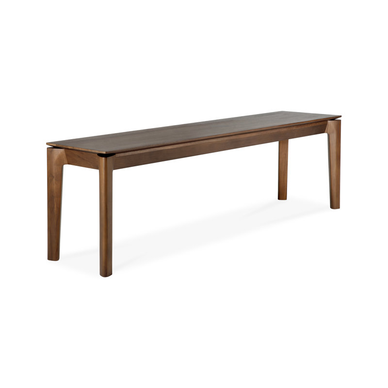 Bok Solid Wood Dining Bench, Varnished Teak, 18.1" H x 65.3" W x 13.8" D