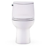 TOTO Ultramax One-Piece Round 1.28 GPF Universal Height Toilet with Right-Hand Trip Lever, CEFIONTECT and SS113 SoftClose Seat, Cotton White - MS603113CEFRG#01