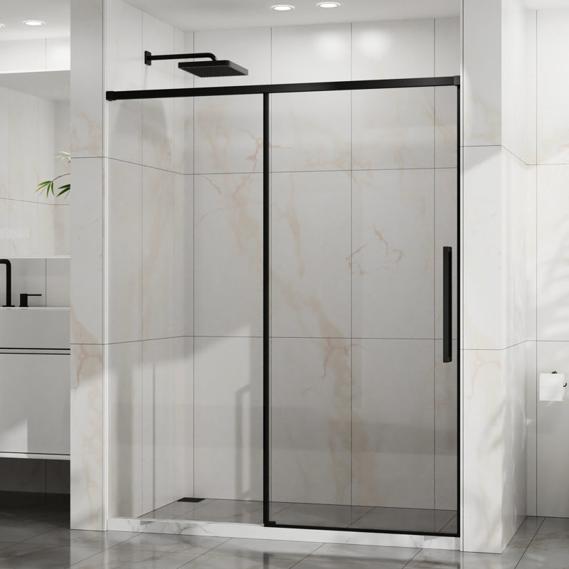 Semi - 60" Adjustable Width Sliding Shower Door, 6mm Tempered Glass With Proof Coating, Stainless Steel Frame, Waterproof Seal, Bathroom Use W X 72" H Easy Clean Hardware, Splash Technology