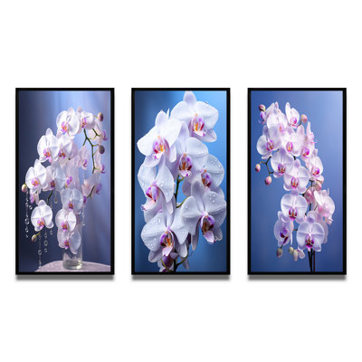 «Purple Orchids Elegance», 3 pièces sur toile