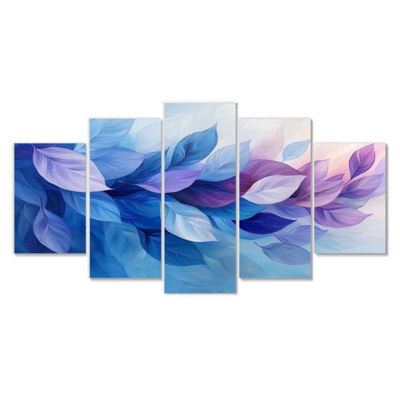 «Floating Leaves In Mauve nk River II», art mural feuilles - décoration murale traditionnelle diamant