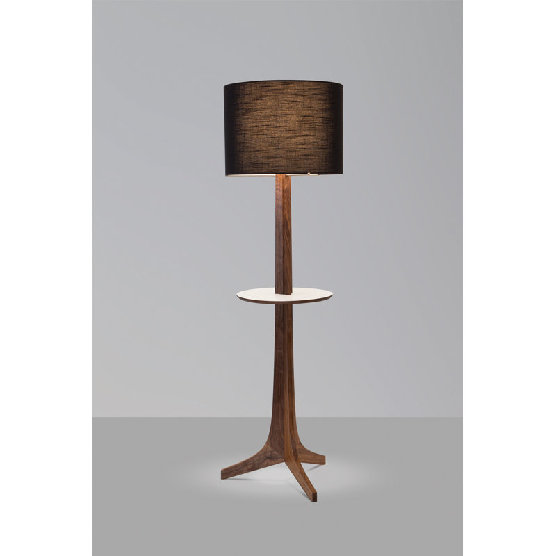 Lampe sur pied 59 po Nauta, Amaretto noir, Laiton brossé / noyer / blanc