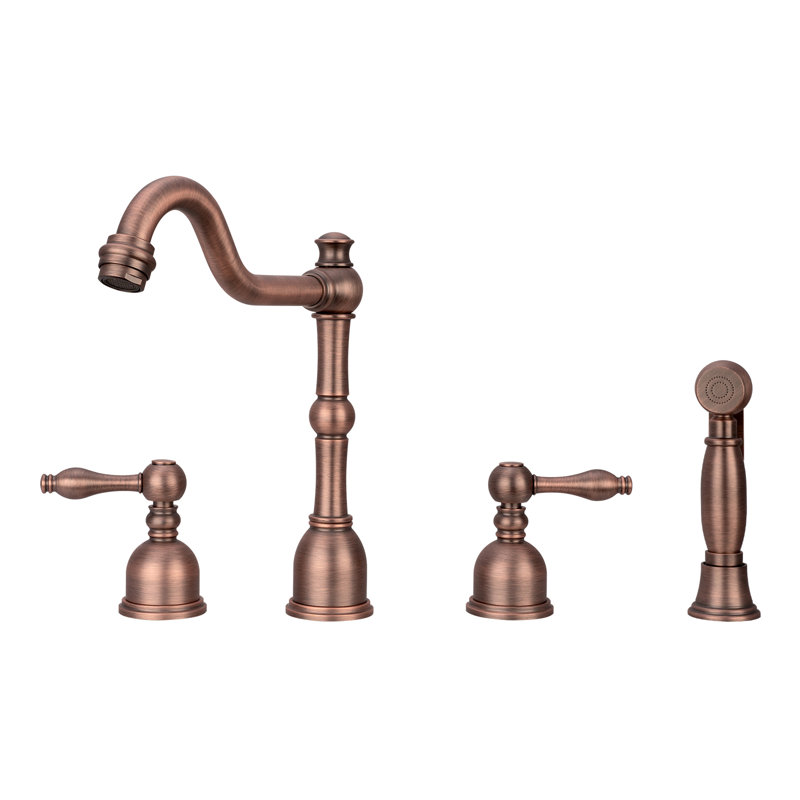 Robinet de cuisine à poignée double, Bronze antique
