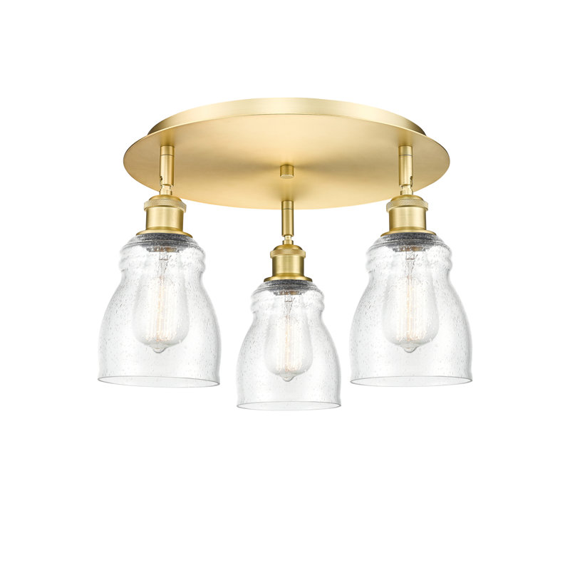Bernaldino Glass Flush Mount, Seedy, Satin Gold