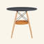 Table de salle à manger ronde, plateau en MDF thermoformé, pieds en bois massif, avec panier de rangement suspendu en osier. Une table basse décontractée, idéale pour 2 à 4 personnes.-1876993412