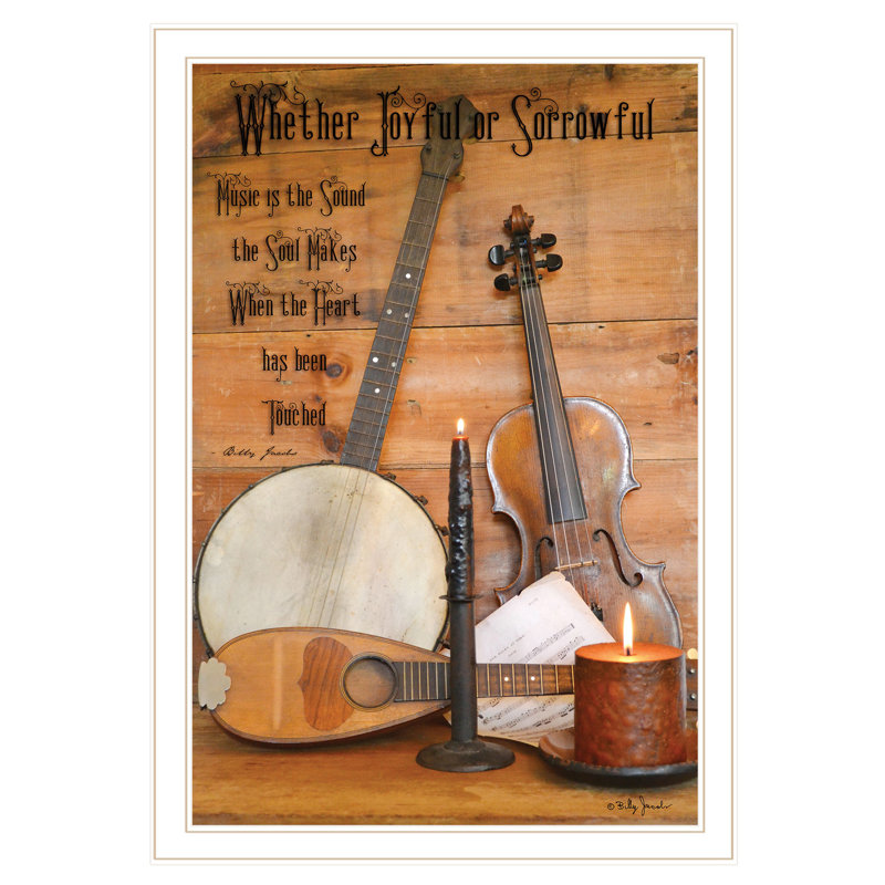 «Music» par Billy Jacobs, reproduction encadrée prête à accrocher, cadre blanc