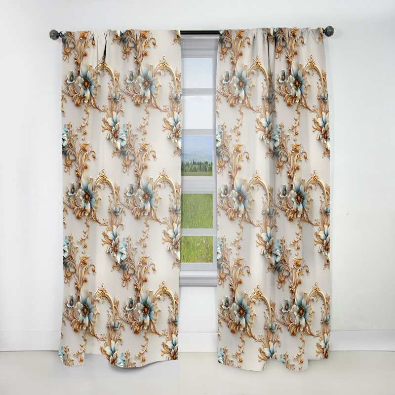 Motif rétro de style victorien I - rideaux damassés - obscurcissant la pièce en velours - 1 panneau, L 52 po x L 120 po