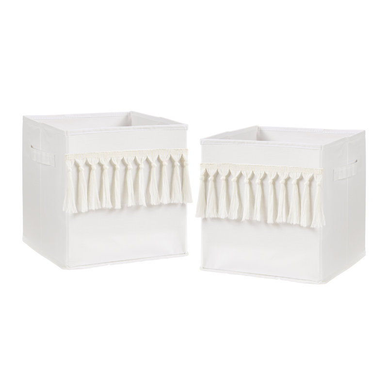 Sweet Jojo Designs Boho Desert Sun Storage Cubes – Set Of 2 Foldable Fabric Bins (Blush Pink/Mauve) - View #8