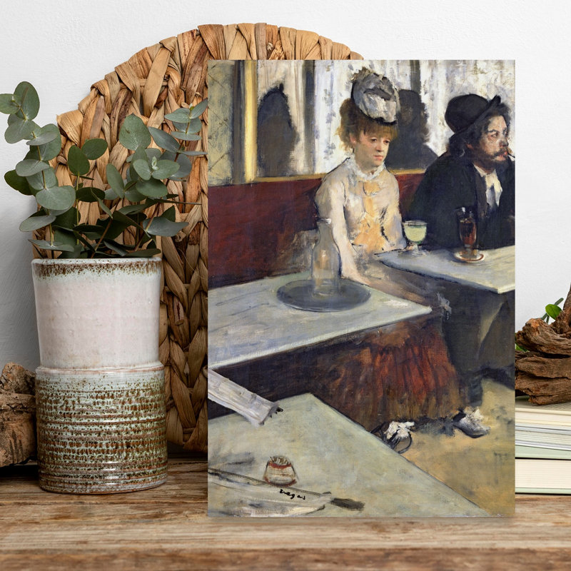 Dans un café, ou à l'absinthe, vers 1875-1876. Estampe d'art mural contemporain abstraite impressionniste., H 18 po x l 12 po