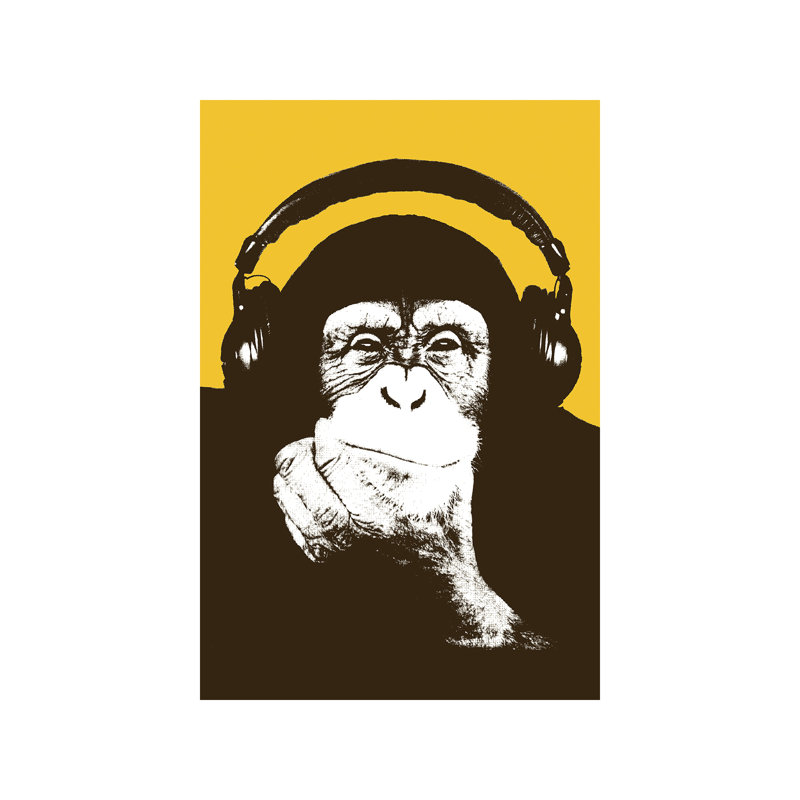 Headphone Monkey by Steez - Wrapped Canvas Print, 101.6 cm H x 66.04 cm W x 1.91 cm D