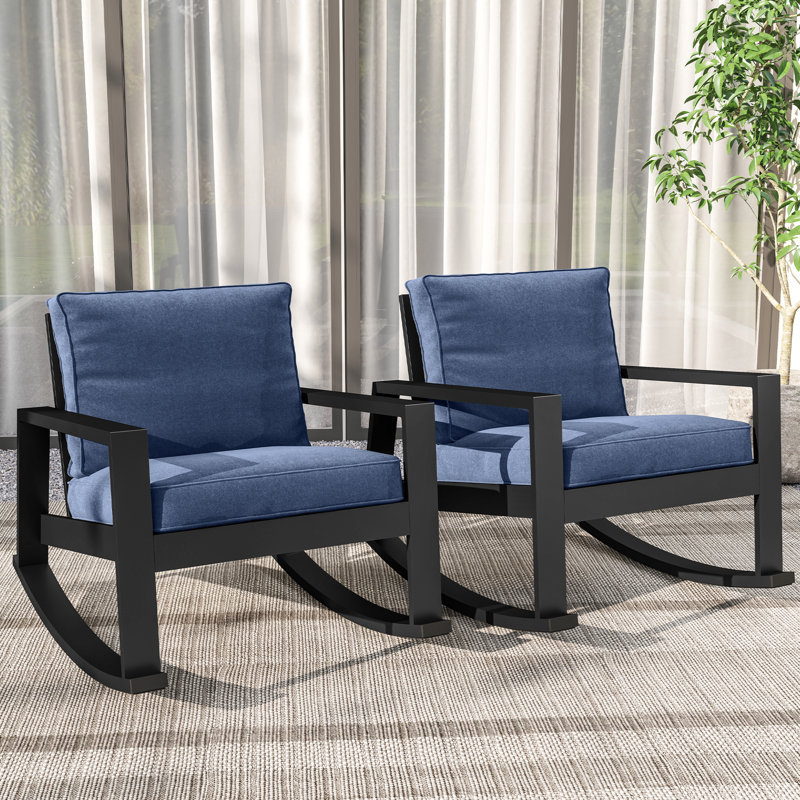 Chaise berçante d'extérieur avec coussins, Blue