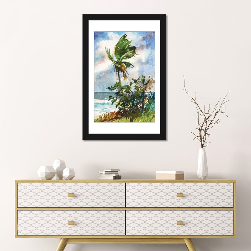 «Ocean Breeze» par Richard A. Rodgers, reproduction sur toile, H 24 po x l 16 po x P 1 po, Papier d'art encadré noir, Blanc