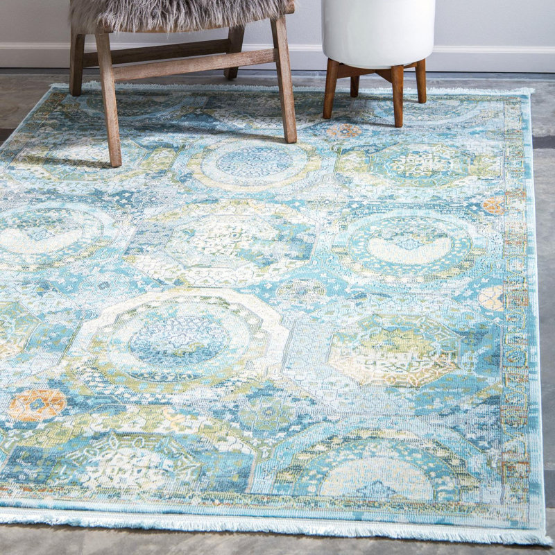 Langley Street Folmar Oriental Green/Light Blue Area Rug & Reviews ...