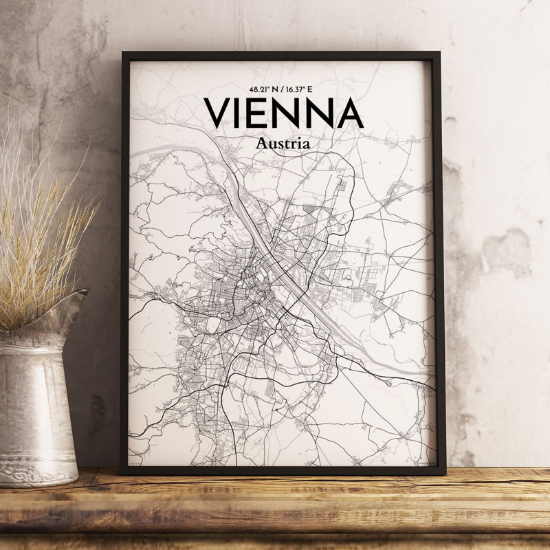 Vienna City Map - No Frame Print, 91.4cm H x 61cm W x 0.13cm D