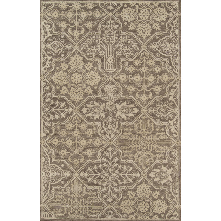 Oriental Handmade Tufted Wool Brown Area Rug