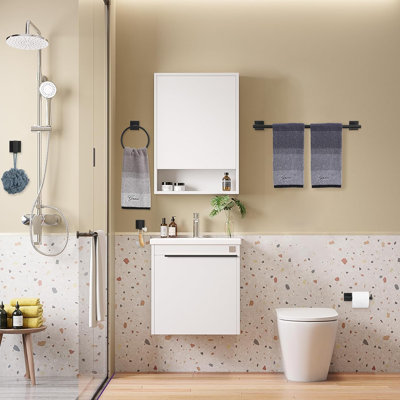 5-Piece Bathroom Hardware Set - Stainless Steel Towel Bar, Toilet Paper Holder, Towel Ring & Robe Hooks - Wall Mounted, Durable & Rust-Resistant For Modern Home Decor
