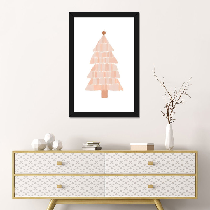 "Arbre de Noël" par Orara studio, reproduction d’art, H 24 po x l 16 po x P 1 po, Papier encadré noir, Blanc