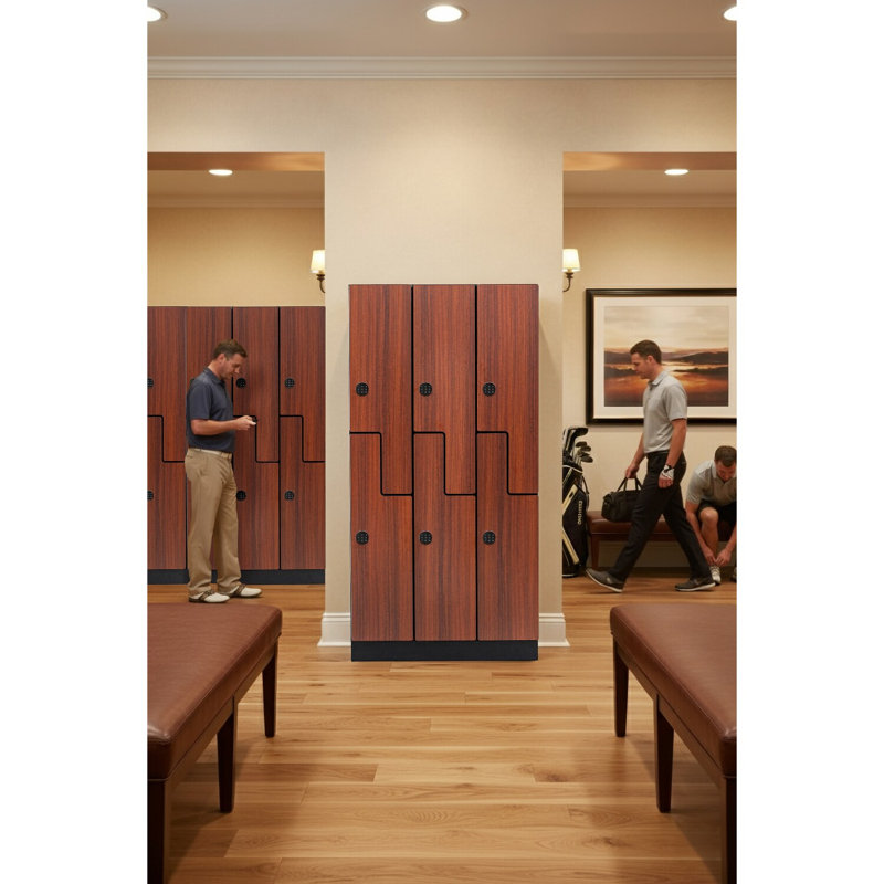 Casier de rangement en bois à 2 compartiments et porte à 2 niveaux avec serrure numérique, Brown