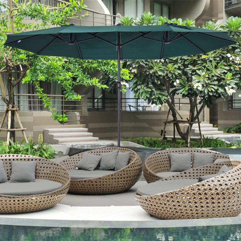 Brenndan 455cm X 265cm Rectangular Market Parasol, Green