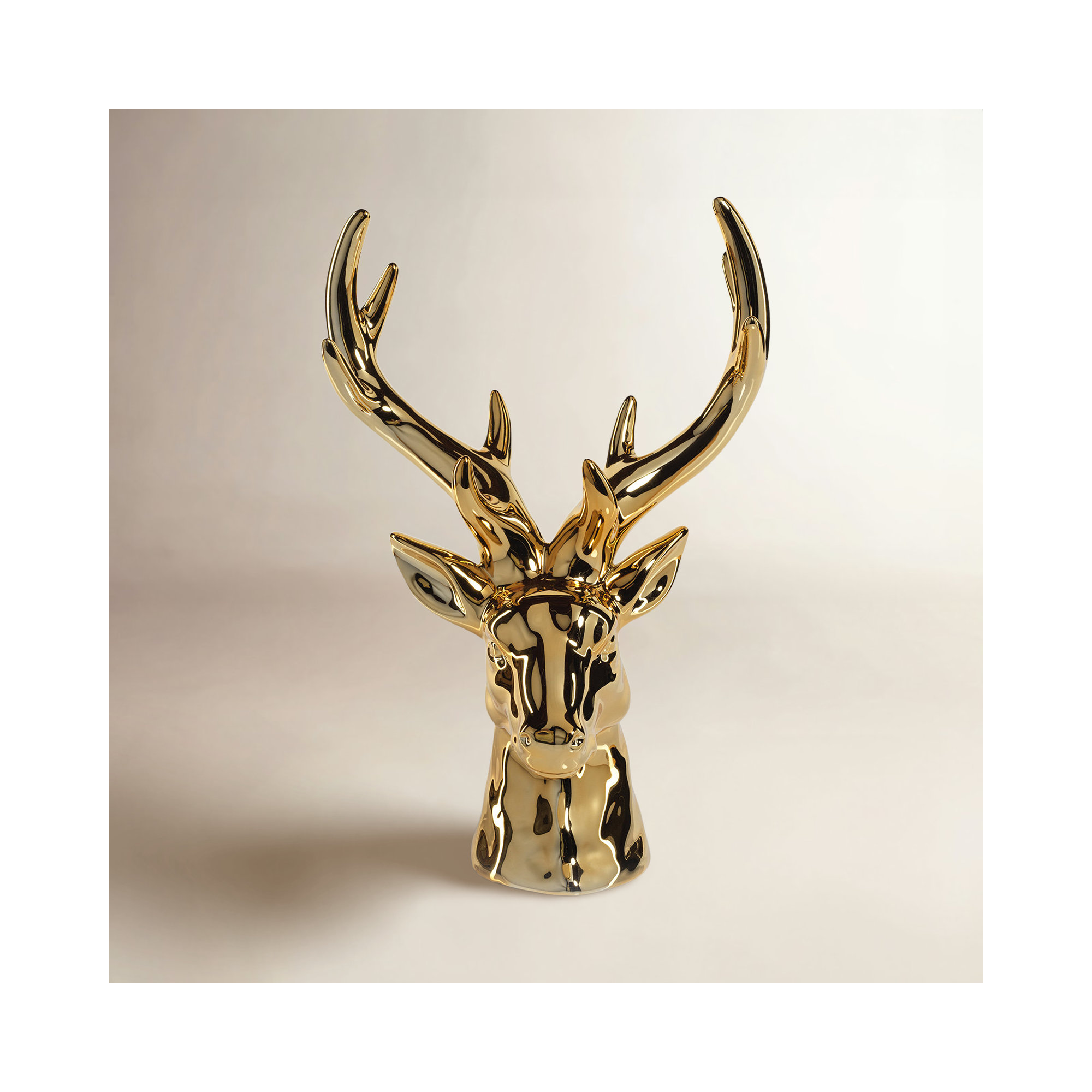Rocky Mountain 15.5" Ceramic Stag Head Figurine Statue, Gold