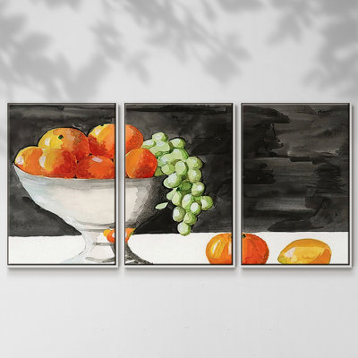 «Watercolor Fruit Bowl II», reproduction sur toile 3 pièces