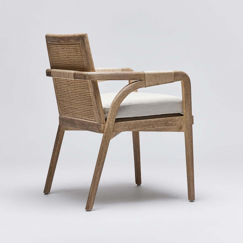 Delray Leather Arm Chair, White Ceruse