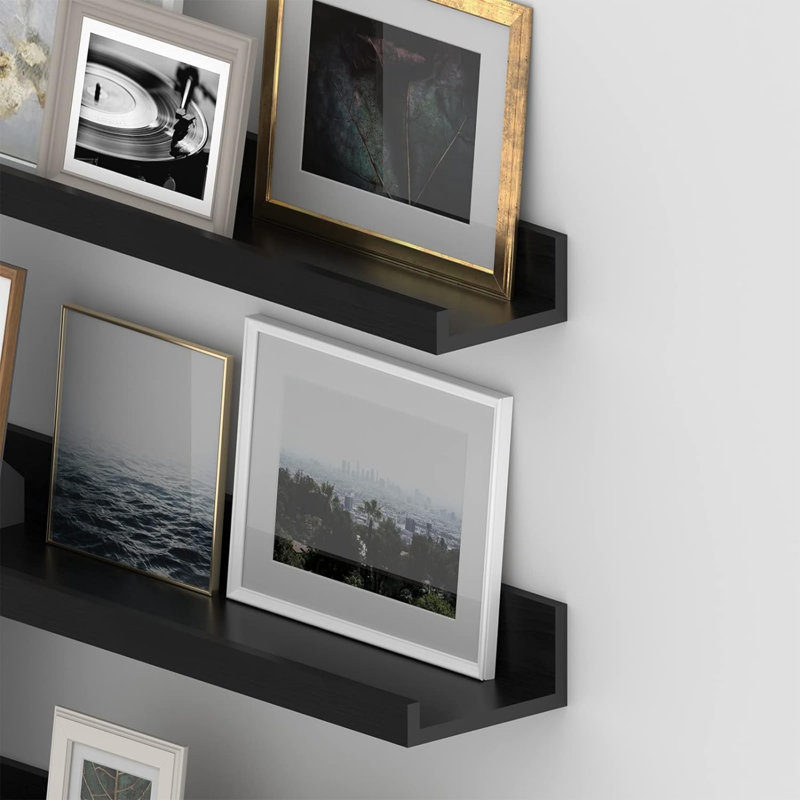 16 Inch Floating Shelves For Wall Mount, Woodgrain Wall Shelf Ledge For Bathroom Bedroom Kitchen Living Room Office Storage, Set Of 3 Different Sizes