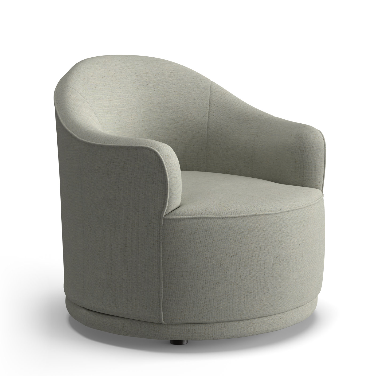 Upholstered Swivel Barrel Chair, Cloud Performance Basketweave
