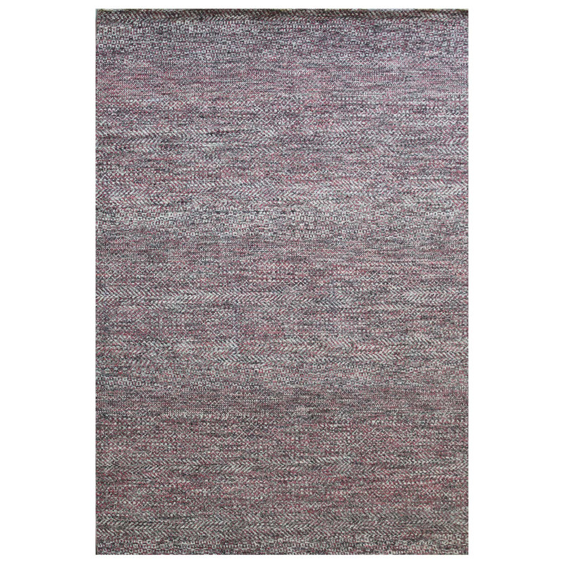 Tapis rose en laine noué à la main de conception unique 6 pi x 9 pi New Age Illusion