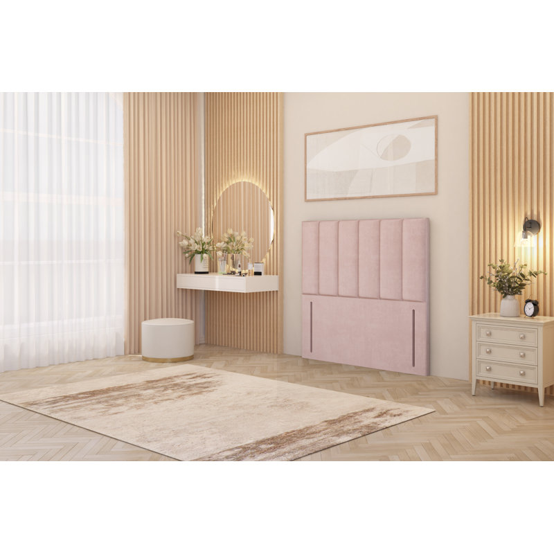 Asterin Divan Bed Base with 54" Floor Standing Headboard Plush Velvet, 2 Drawers, Single (3'), Pink