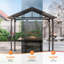 Pavillon de jardin grillagé 8 pi x 5 pi, abri de jardin extérieur à toit rigide moderne avec dessus de bar, tablettes, tables de service et 6 crochets, cour arrière