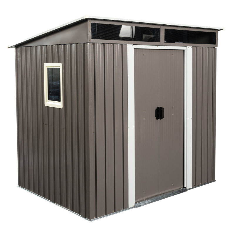 6Ft X 5Ft Outdoor Metal Storage Hut With Transparent Feature - Galvanized Iron Frame For Longevity, Endurance Plate , Sliding Doors Padlock, Simple Assembly, Extra Tools As Shed Capacity Structure