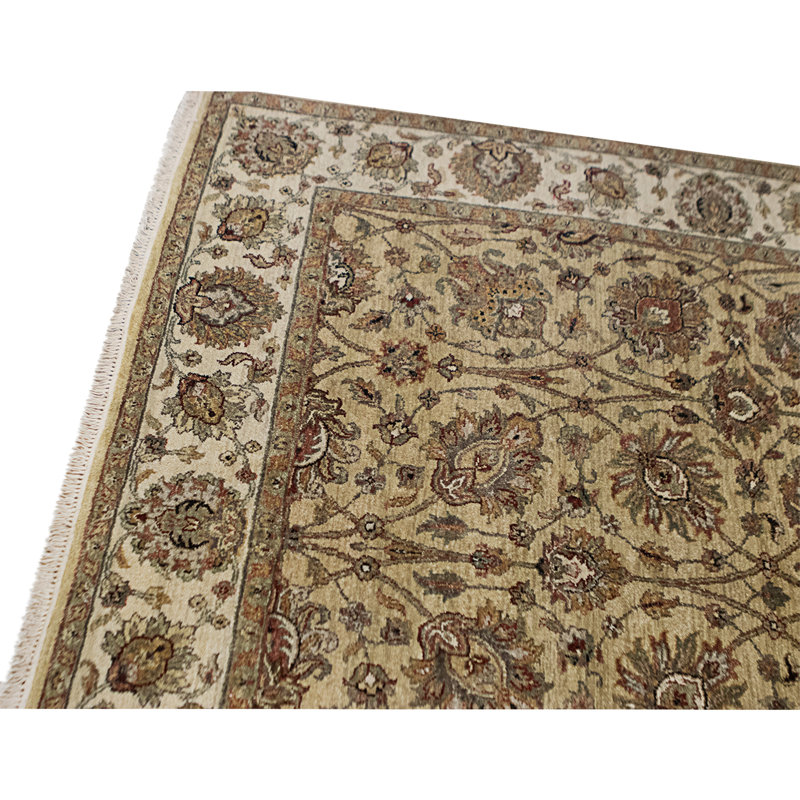 Tapis doré et ivoire de haute qualité noué à la main