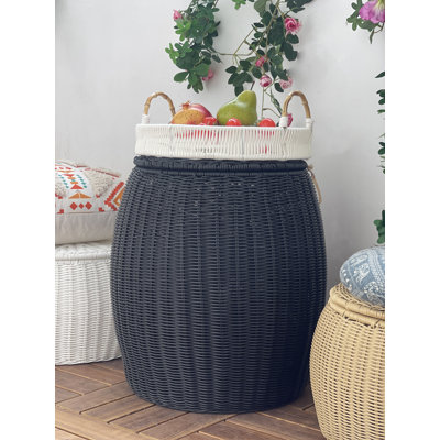 Aaltinus Patio Wicker Storage Ottoman Seat With Lid Side Table