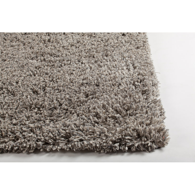 Tapis poils longs zone grise fait main Jim, Rectangle 5 pi x 7 pi 6 po