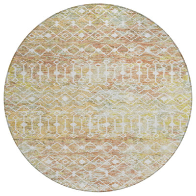 Calandria Orange Washable Indoor-Outdoor Rug - LOOMLAN