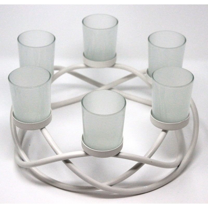 Centre de table avec porte-bougie ronde, Blanc