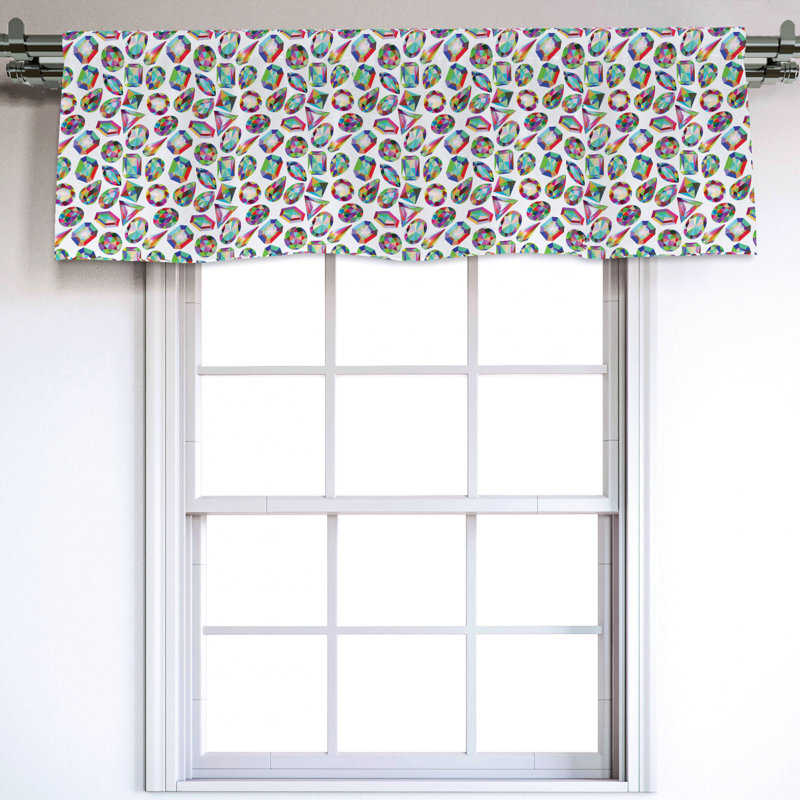 Sateen Geometric Ruffled Window Valance