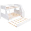 Lit simple superposé au-dessus d'un lit double avec lit gigogne, bureau intégré, blanc - Offre une chambre fonctionnelle pour un sommeil relaxant-945843901-945843902