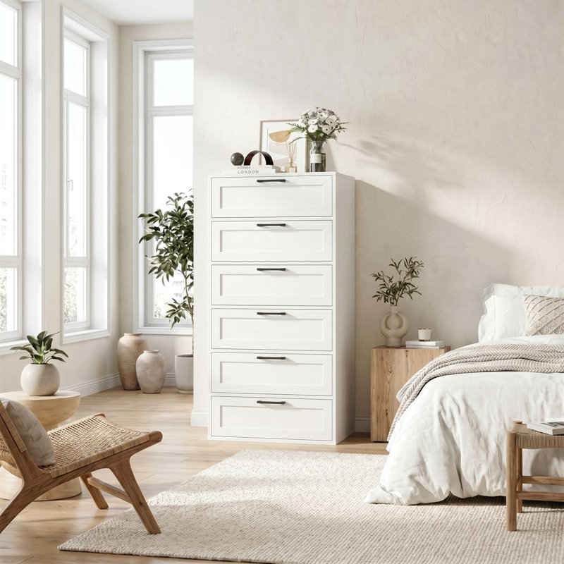Amekia 23.6'' W 6 - Drawer Dresser, White 