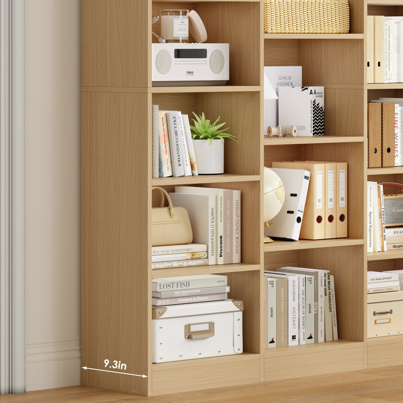 Grande bibliothèque en bois à 6 niveaux H 74 po x l 59 po Wakil, Naturel