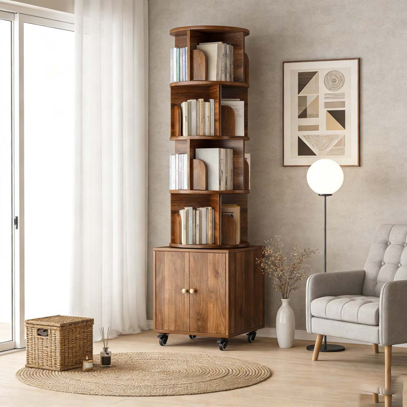 Bibliothèque rotative, Cabine brune en noyer