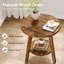 Table d'appoint ronde en bois massif, table de bout à 2 niveaux avec tablette de rangement