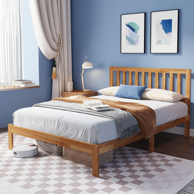 Lit plateforme avec tête de lit Soid, Simple, Naturel
