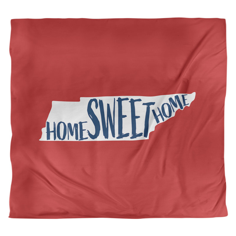 Housse de couette réversible simple Home Sweet Tennessee, Housse de couette pour très grand lit, Rouge / blanc / bleu marine