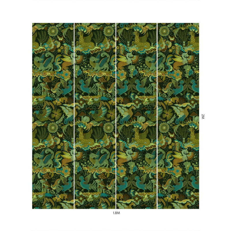 Phantasia 9.84" L x 70.87" W Wallpaper Roll, Emerald Green